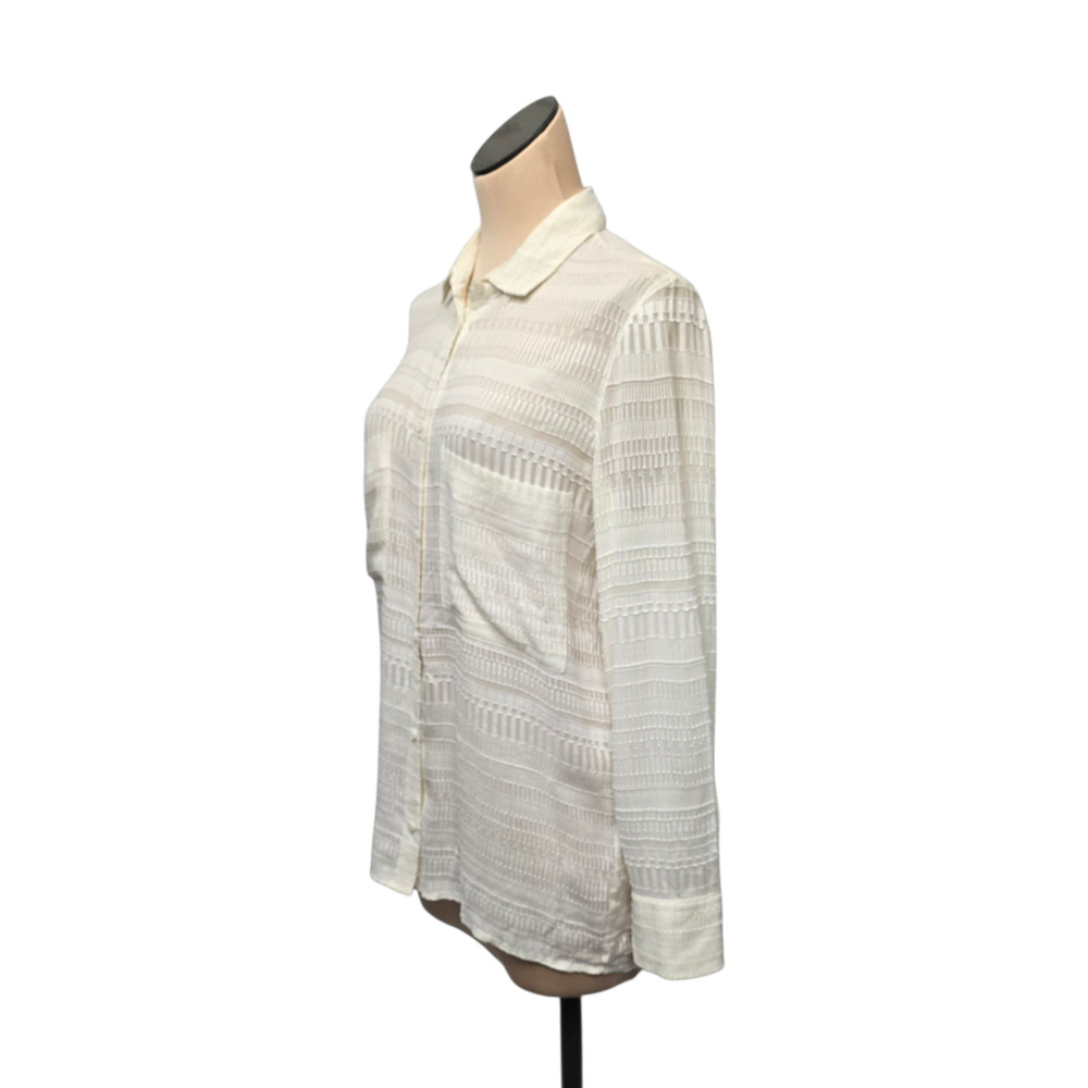 IRO Alaina Shirt Womens Size 40‎ Ivory White Silk Cotton Sheer Button Top Blouse - Picture 8 of 10
